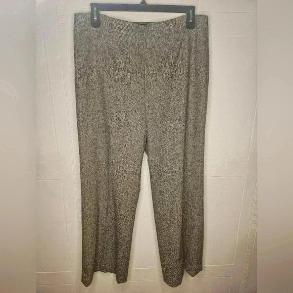 Talbots Womens High-Rise Flat Front Wide Leg Trouser Gray Tweed Sz 16 NWT - Picture 1 of 9